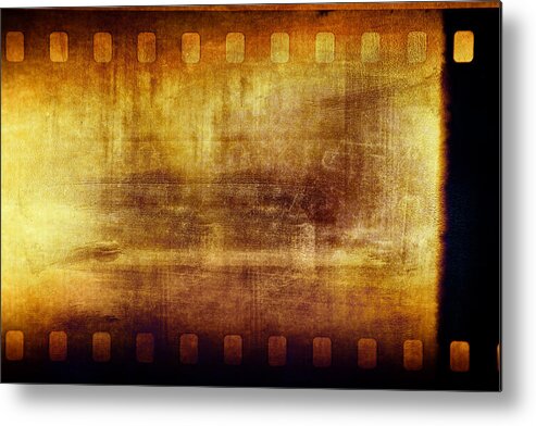 Film Metal Print featuring the photograph Grunge filmstrip by Les Cunliffe