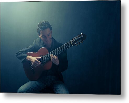 People Metal Print featuring the photograph Guitarist Playing Instrument by Tooga