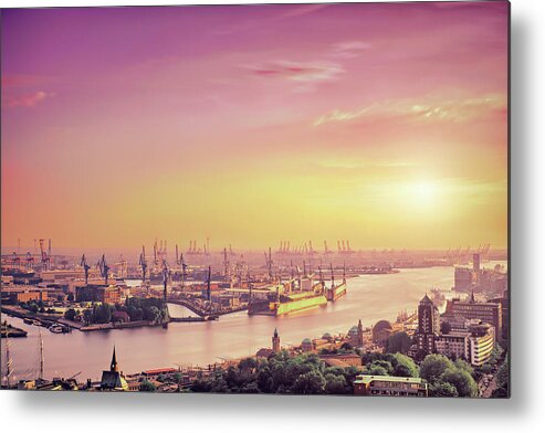 Scenics Metal Print featuring the photograph Hamburg Harbor by Matthias Haker Photography