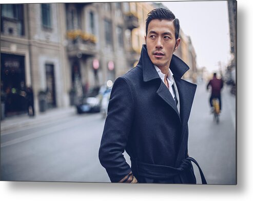 Cool Attitude Metal Print featuring the photograph Handsome man downtown by South_agency