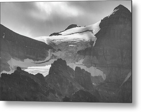 Black Color Metal Print featuring the photograph Hanging Glaciers In Alberta by Mraust