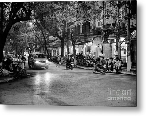 Street Scenes Hanoi Night Pictures Metal Print featuring the photograph Hanoi at Night by Rick Bragan