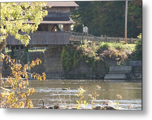 Covered Bridge Metal Print featuring the photograph Harpersfield Covered Bridge by Valerie Collins
