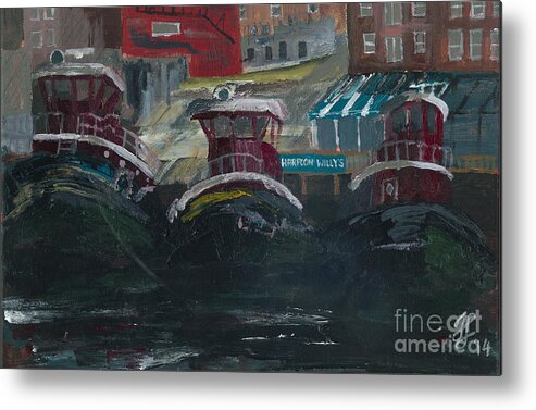 #americana #tugboats Metal Print featuring the painting Harpoon Willy's I by Francois Lamothe