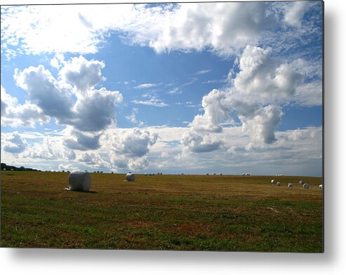 Landscape Metal Print featuring the photograph Harvest Blue by Neal Eslinger