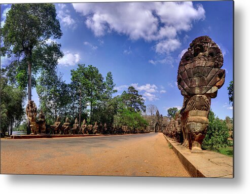Landscape Metal Print featuring the photograph HDR - Hi-res - Ancient Asia civilization Monuments in Angkor Wat Cambodia by Afrison Ma