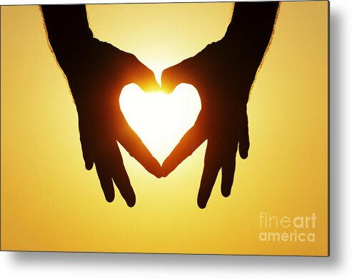 Silhouette Metal Print featuring the photograph Heart Hands by Tim Gainey