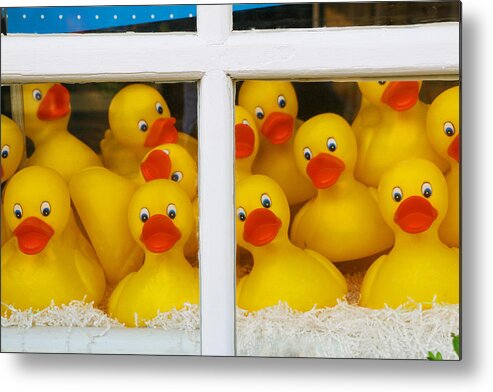 Rubber Duck Metal Print featuring the photograph Help We're Trapped in a Window Display and Can't Get Out by Allen Beatty