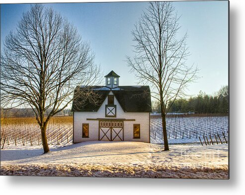 Hidden Bench Metal Print featuring the photograph Hidden Bench Winter Scene by Marilyn Cornwell