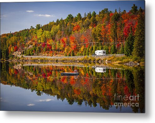 Forest Metal Print featuring the photograph Highway through fall forest 1 by Elena Elisseeva