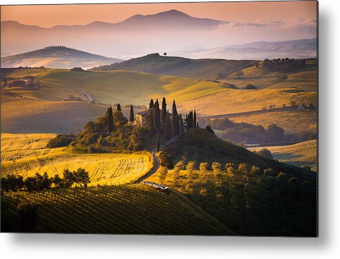 Podere Belvedere Metal Print featuring the photograph Hills and houses by Stefano Termanini