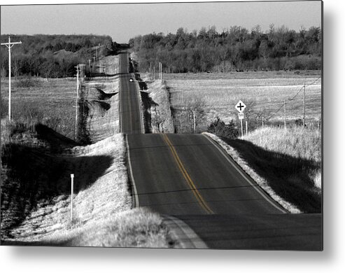 B&w Metal Print featuring the photograph Hilly Ride by Brian Duram