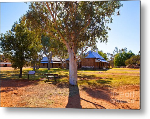 Historical Telegraph Station Alice Springs Central Australia Early Pioneers Metal Print featuring the photograph Historical Telegraph Station Alice Springs by Bill Robinson