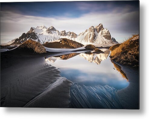 Mirror Metal Print featuring the photograph Hofn Beach ... The Mirror by Nicola Molteni