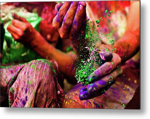 Hinduism Metal Print featuring the photograph Holi Hands by Gulfu Photography