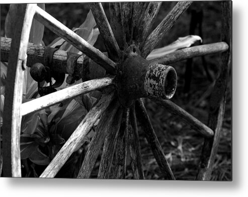 Wagon Metal Print featuring the photograph Horse Carriage Wheel by David Weeks