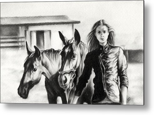 Horse Metal Print featuring the drawing Horse Farm by Natasha Denger