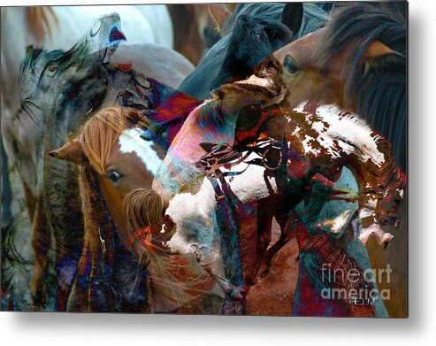 Hors Art Metal Print featuring the photograph Horses by Mayhem Mediums