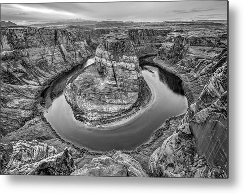 Horseshoe Bend Metal Print featuring the photograph Horseshoe Bend Arizona Black and White by Todd Aaron