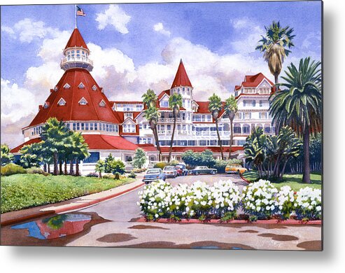 Del Metal Print featuring the painting Hotel Del Coronado after Rain by Mary Helmreich