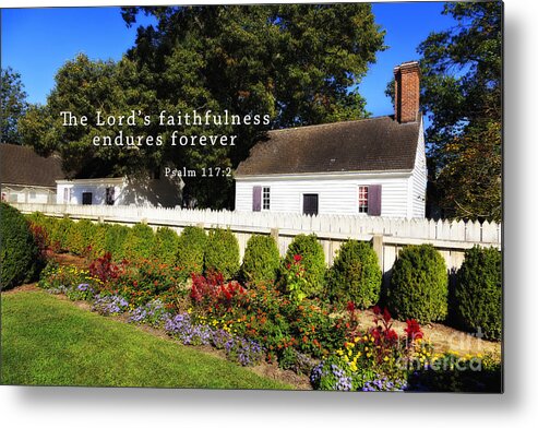George Metal Print featuring the photograph House and Gardens with Scripture by Jill Lang