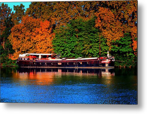 Europe Metal Print featuring the photograph House Boat river barge in France by Tom Prendergast