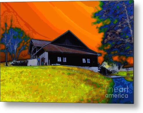 House Metal Print featuring the digital art House On A Hill by Mimulux Patricia No