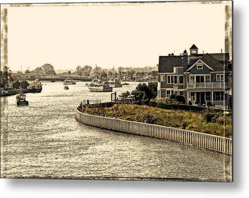 asbury Park new Jersey Bay Water Boats Shore Coastal shore Life Summer Canvas Poster Metal Print featuring the photograph House on the Bay by Melinda Dreyer