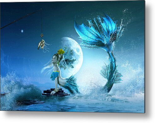 Mermaid Metal Print featuring the digital art How to Catch a Mermaid by Shanina Conway