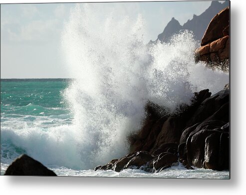 Water's Edge Metal Print featuring the photograph Huge Wave Splash by Akrp