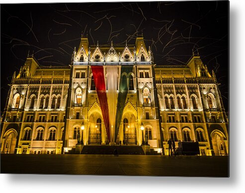 Country Metal Print featuring the photograph Hungarian Parliament at Night by Pablo Lopez