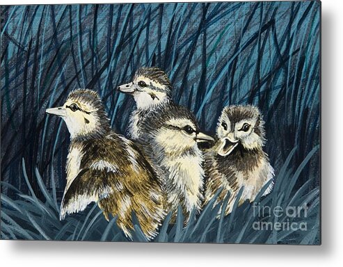 Baby Ducks Metal Print featuring the painting Spring is Right Around the Corner by Jennifer Lake