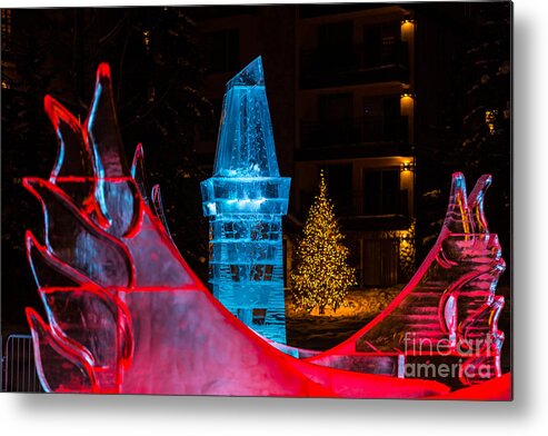 2015 Metal Print featuring the photograph Ice Tower and Xmas Tree by Franz Zarda