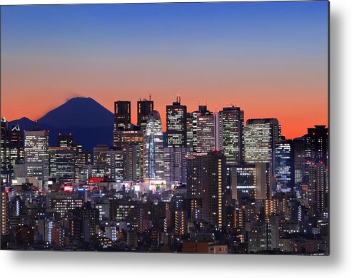 Tokyo Metal Print featuring the photograph Iconic Mt Fuji with Shinjuku Skyscrapers by Duane Walker