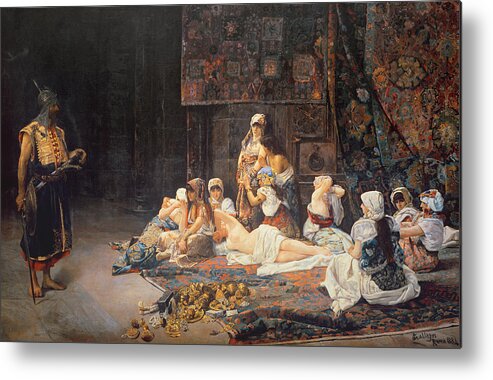 Au Serail Metal Print featuring the painting In the Harem by Jose Gallegos Arnosa
