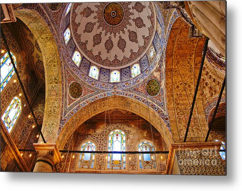 Architecture Metal Print featuring the photograph Inside the Blue Mosque by Mary Jane Armstrong