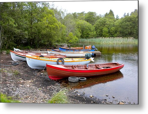 Red Metal Print featuring the photograph Ireland Boats 2 by Teresa Tilley