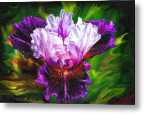 Painting Metal Print featuring the digital art Iridescent Iris by Lilia D