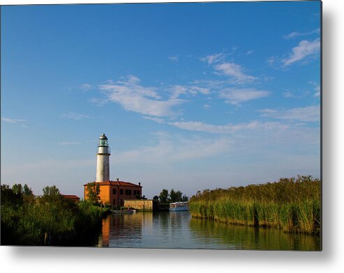 Tranquility Metal Print featuring the photograph Italy, Goro, Po Delta, Lighthouse Of by Aldo Pavan