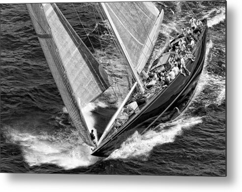 B&w Metal Print featuring the photograph J boat by Gary Felton