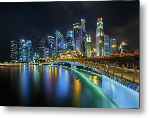 Tranquility Metal Print featuring the photograph Jubilee Bridge Singapore by Photography By Spintheday