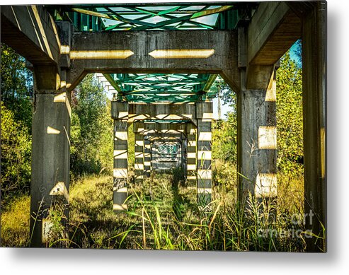 Abstract Landscape Metal Print featuring the photograph Kaleidoscope Bridge by Peggy Franz