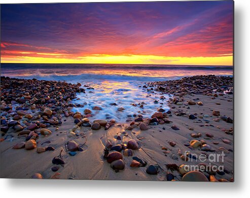 Sunset Pebbles Stones Beach Seascape Seascapes Karrara Hallett Cove Adelaide South Australia Australian Metal Print featuring the photograph Karrara Sunset by Bill Robinson