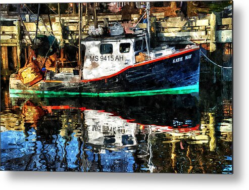 Fishing Boat Metal Print featuring the painting Katie May 2 by Rick Mosher