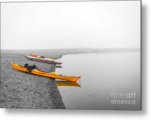 Lake Shore State Park Metal Print featuring the photograph Kayaks at Rest by Andrew Slater