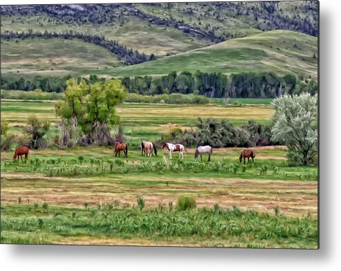 Horses Metal Print featuring the painting K G Ranch by Michael Pickett