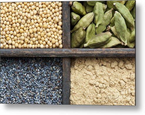 Indian Metal Print featuring the photograph Kitchen Spice Grid by Tim Gainey