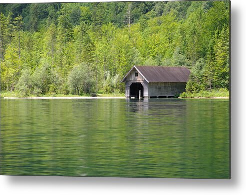  Lake Metal Print featuring the photograph Konigsee Boathouse by Jeremy Voisey