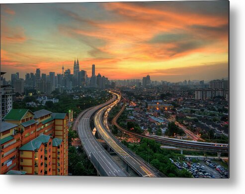Outdoors Metal Print featuring the photograph Kuala Lumpur Sunset by Torex Photo