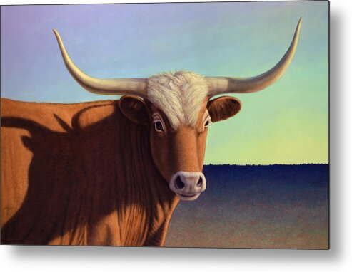 Lady Longhorn Metal Print featuring the painting Lady Longhorn by James W Johnson